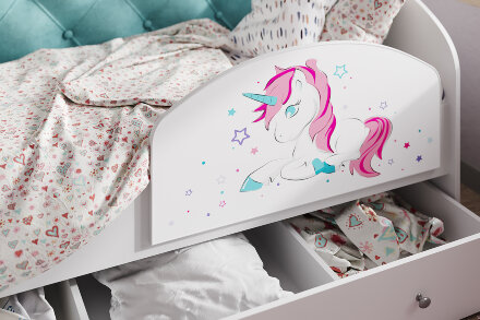 Детская кровать Звездочка, розовый (с бортиком) 